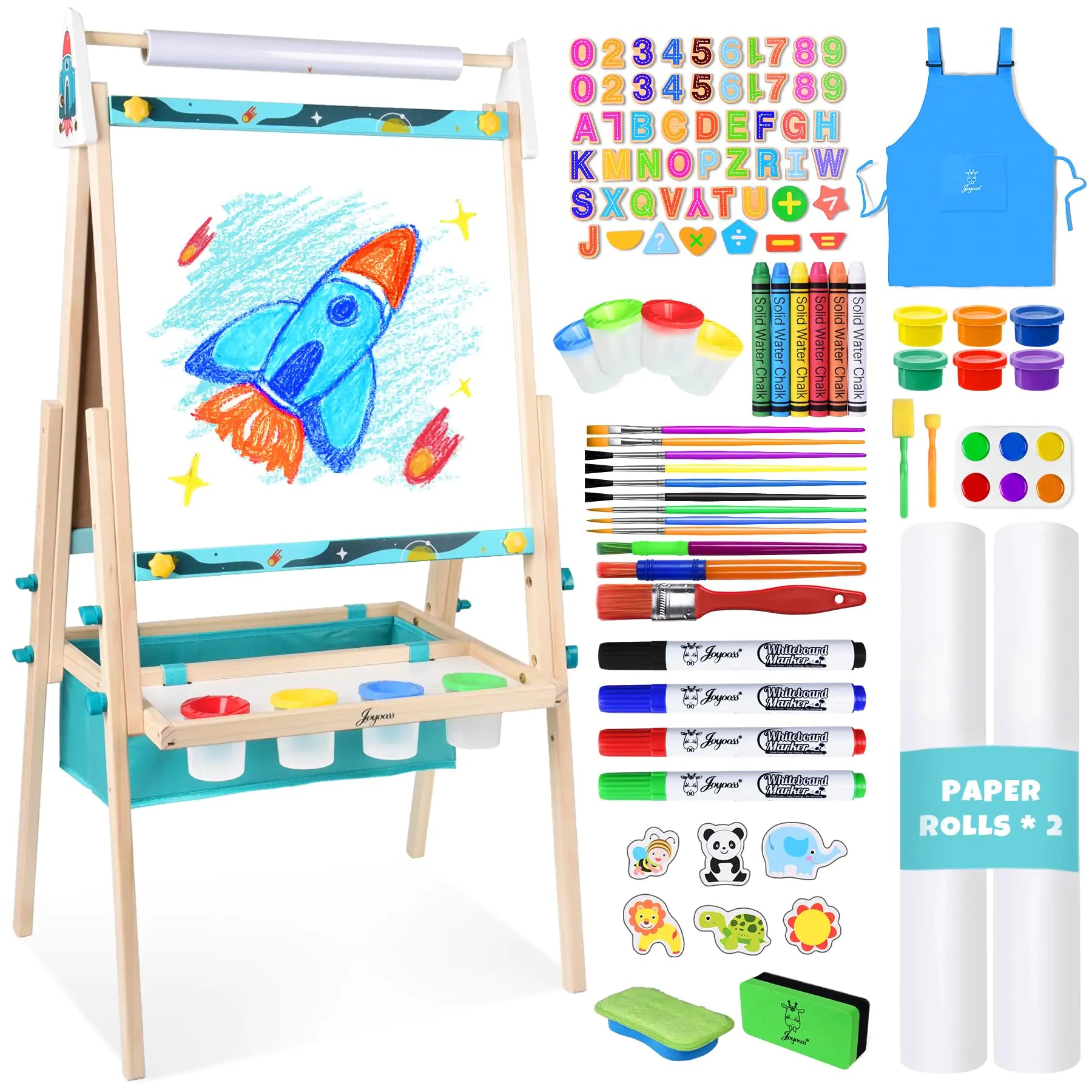 Adjustable Kids Art Easel — Chalk & Dry-Erase Creative Station