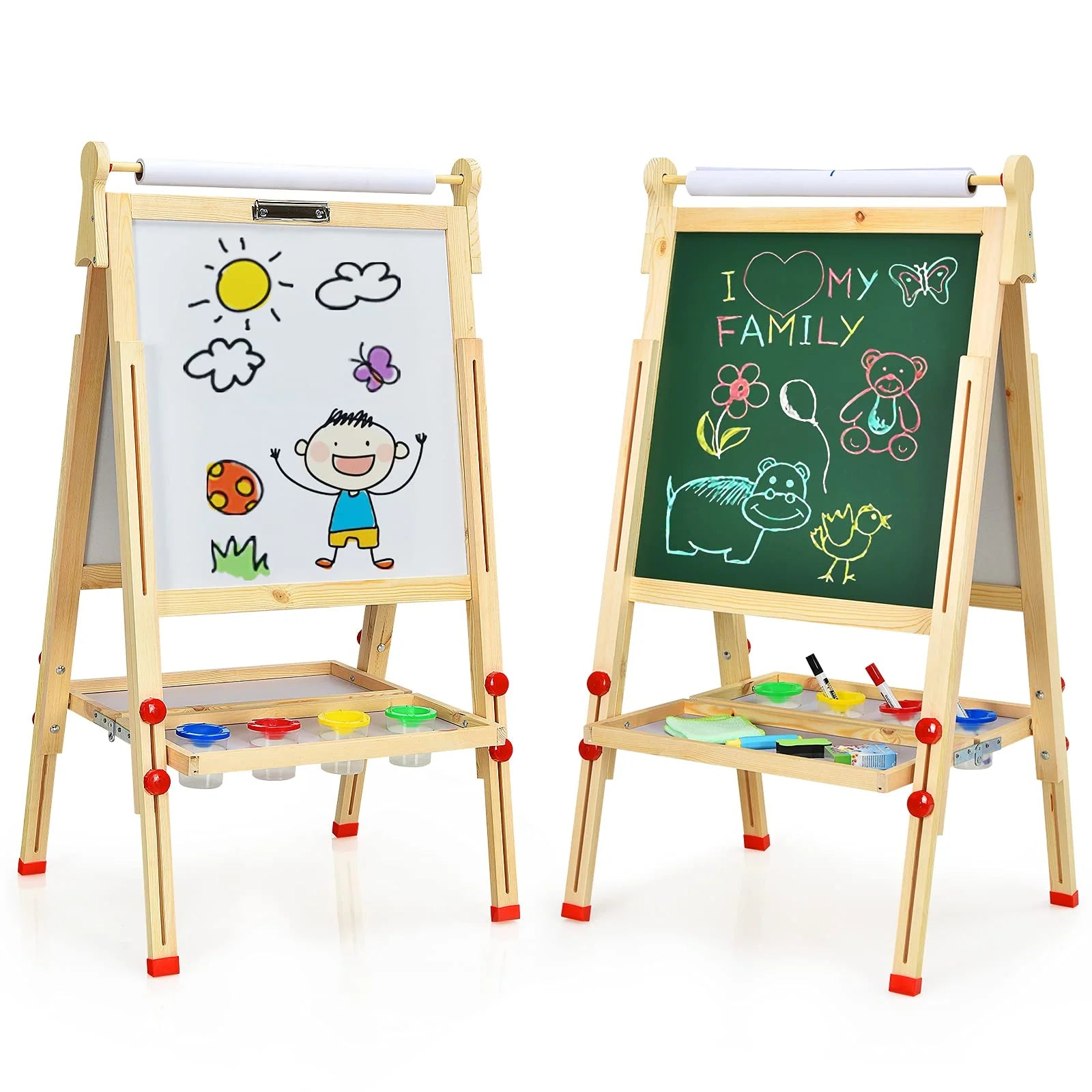 Adjustable Kids Art Easel — Chalk & Dry-Erase Creative Station