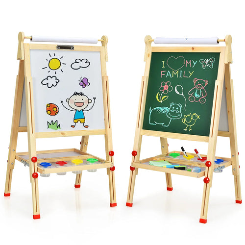 Adjustable Kids Art Easel — Chalk & Dry-Erase Creative Station