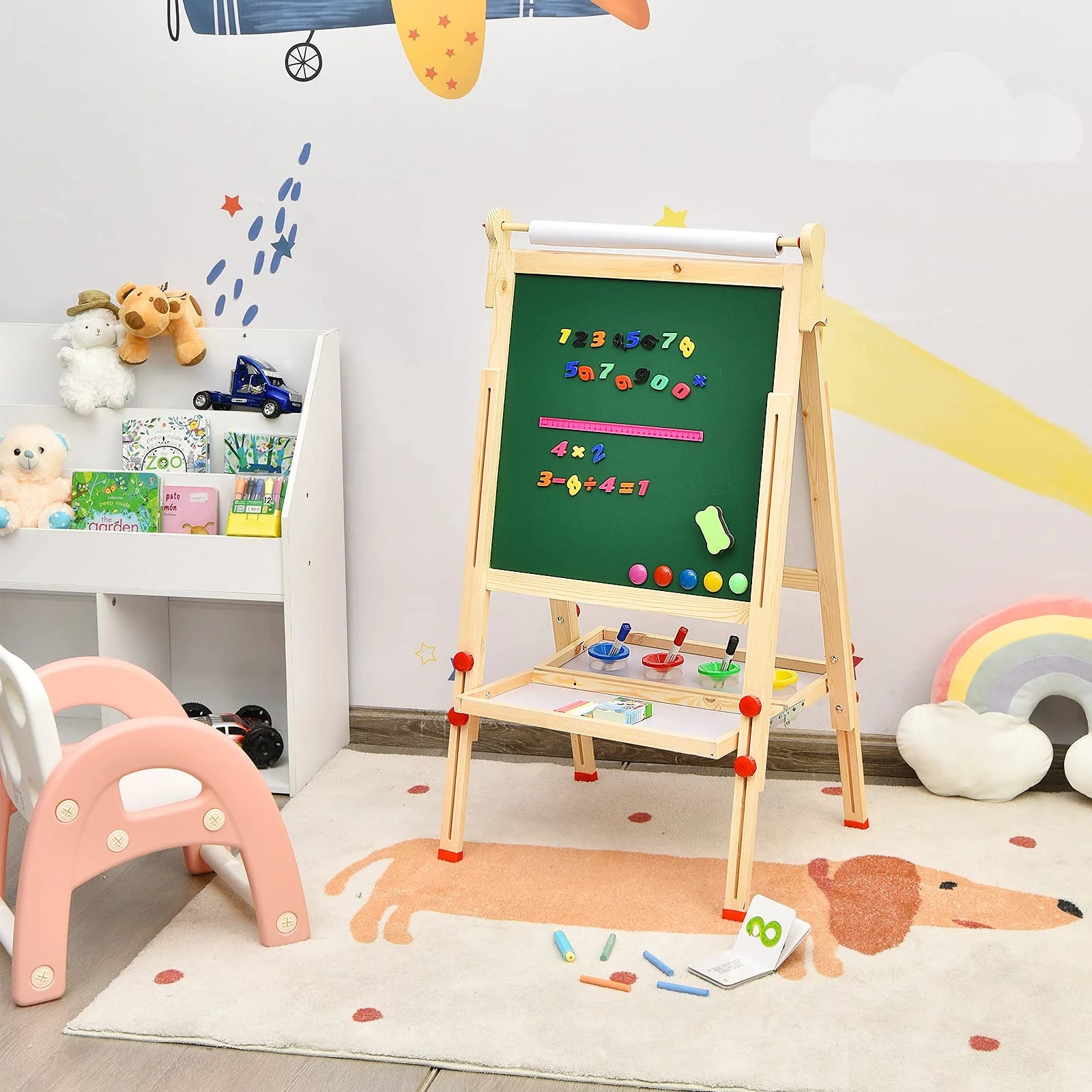 Adjustable Kids Art Easel — Chalk & Dry-Erase Creative Station